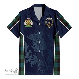 ScotsTee Shop Scottish Guthrie Clan Scottish Crest and Scottish Thistle Sport Tartan Short Sleeve Shirt