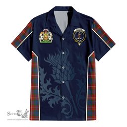 ScotsTee Shop Scottish Fraser Ancient Clan Scottish Crest and Scottish Thistle Sport Tartan Short Sleeve Shirt