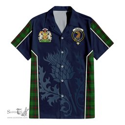 ScotsTee Shop Scottish Halkett Clan Scottish Crest and Scottish Thistle Sport Tartan Short Sleeve Shirt