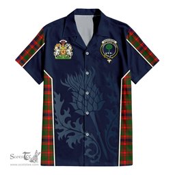 ScotsTee Shop Scottish Kinninmont Clan Scottish Crest and Scottish Thistle Sport Tartan Short Sleeve Shirt