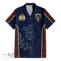 ScotsTee Shop Scottish MacKinnon Clan Scottish Crest and Scottish Thistle Sport Tartan Short Sleeve Shirt