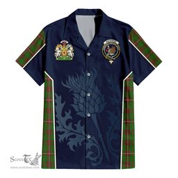 ScotsTee Shop Scottish MacKinnon Hunting Modern Clan Scottish Crest and Scottish Thistle Sport Tartan Short Sleeve Shirt
