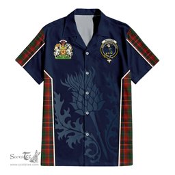 ScotsTee Shop Scottish MacInnes Hastie Clan Scottish Crest and Scottish Thistle Sport Tartan Short Sleeve Shirt
