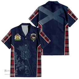 ScotsTee Shop Scottish MacDonald Dress Irish Clan Scottish Crest and Scottish Thistle Sport Tartan Short Sleeve Shirt