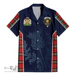 ScotsTee Shop Scottish Kerr Ancient Clan Scottish Crest and Scottish Thistle Sport Tartan Short Sleeve Shirt