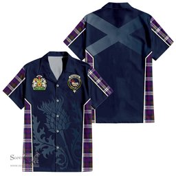 ScotsTee Shop Scottish MacDonald Dress Modern Clan Scottish Crest and Scottish Thistle Sport Tartan Short Sleeve Shirt