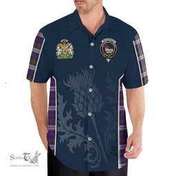 ScotsTee Shop Scottish MacDonald Dress Modern Clan Scottish Crest and Scottish Thistle Sport Tartan Short Sleeve Shirt
