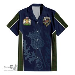 ScotsTee Shop Scottish MacKinnon Hunting Clan Scottish Crest and Scottish Thistle Sport Tartan Short Sleeve Shirt