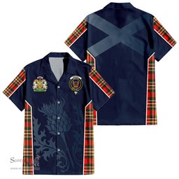 ScotsTee Shop Scottish MacGill Modern Clan Scottish Crest and Scottish Thistle Sport Tartan Short Sleeve Shirt