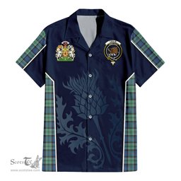 ScotsTee Shop Scottish Leslie Hunting Ancient Clan Scottish Crest and Scottish Thistle Sport Tartan Short Sleeve Shirt