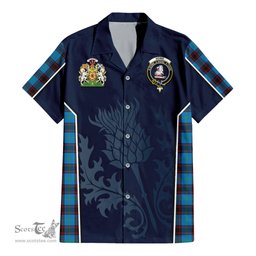 ScotsTee Shop Scottish Home Ancient Clan Scottish Crest and Scottish Thistle Sport Tartan Short Sleeve Shirt