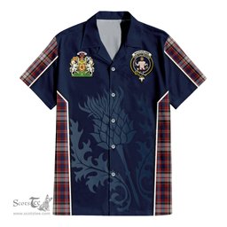 ScotsTee Shop Scottish MacFarlane Dress Clan Scottish Crest and Scottish Thistle Sport Tartan Short Sleeve Shirt