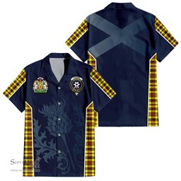 ScotsTee Shop Scottish Jardine Modern Clan Scottish Crest and Scottish Thistle Sport Tartan Short Sleeve Shirt