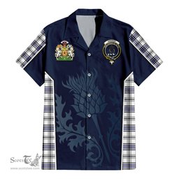 ScotsTee Shop Scottish Hannay Modern Clan Scottish Crest and Scottish Thistle Sport Tartan Short Sleeve Shirt