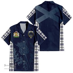 ScotsTee Shop Scottish Hannay Modern Clan Scottish Crest and Scottish Thistle Sport Tartan Short Sleeve Shirt