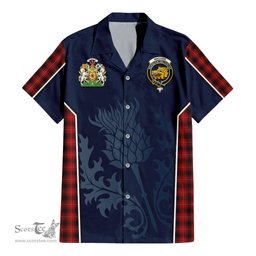 ScotsTee Shop Scottish MacIver Clan Scottish Crest and Scottish Thistle Sport Tartan Short Sleeve Shirt