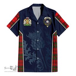 ScotsTee Shop Scottish Heron Clan Scottish Crest and Scottish Thistle Sport Tartan Short Sleeve Shirt