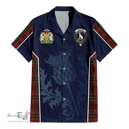 ScotsTee Shop Scottish Hunter USA Clan Scottish Crest and Scottish Thistle Sport Tartan Short Sleeve Shirt