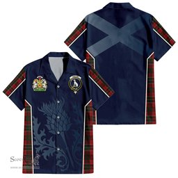 ScotsTee Shop Scottish Hunter USA Clan Scottish Crest and Scottish Thistle Sport Tartan Short Sleeve Shirt