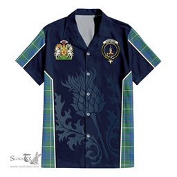 ScotsTee Shop Scottish MacIntyre Hunting Ancient Clan Scottish Crest and Scottish Thistle Sport Tartan Short Sleeve Shirt