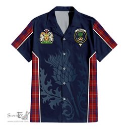 ScotsTee Shop Scottish Hamilton Clan Scottish Crest and Scottish Thistle Sport Tartan Short Sleeve Shirt