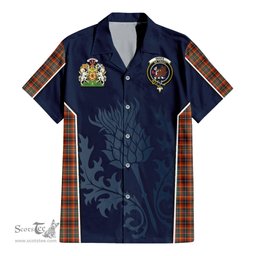 ScotsTee Shop Scottish Innes Ancient Clan Scottish Crest and Scottish Thistle Sport Tartan Short Sleeve Shirt