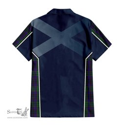 ScotsTee Shop Scottish Lumsden Green Clan Scottish Crest and Scottish Thistle Sport Tartan Short Sleeve Shirt