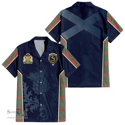 ScotsTee Shop Scottish MacIntosh Ancient Clan Scottish Crest and Scottish Thistle Sport Tartan Short Sleeve Shirt
