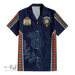 ScotsTee Shop Scottish MacLachlan Ancient Clan Scottish Crest and Scottish Thistle Sport Tartan Short Sleeve Shirt