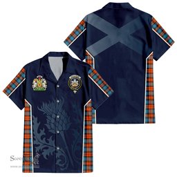 ScotsTee Shop Scottish MacLachlan Ancient Clan Scottish Crest and Scottish Thistle Sport Tartan Short Sleeve Shirt
