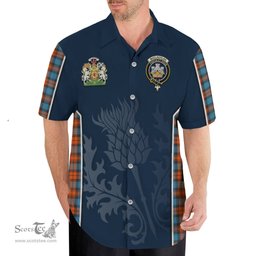 ScotsTee Shop Scottish MacLachlan Ancient Clan Scottish Crest and Scottish Thistle Sport Tartan Short Sleeve Shirt