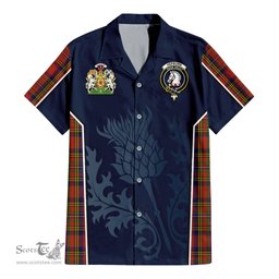 ScotsTee Shop Scottish Hepburn Clan Scottish Crest and Scottish Thistle Sport Tartan Short Sleeve Shirt