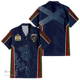 ScotsTee Shop Scottish MacAulay Clan Scottish Crest and Scottish Thistle Sport Tartan Short Sleeve Shirt