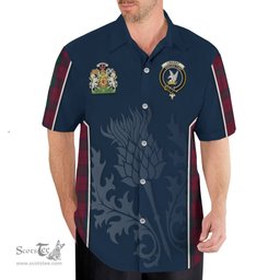 ScotsTee Shop Scottish Lindsay Clan Scottish Crest and Scottish Thistle Sport Tartan Short Sleeve Shirt