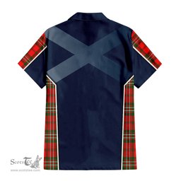 ScotsTee Shop Scottish Langlands Clan Scottish Crest and Scottish Thistle Sport Tartan Short Sleeve Shirt