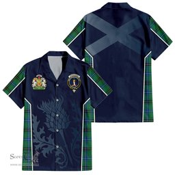 ScotsTee Shop Scottish Henderson Ancient Clan Scottish Crest and Scottish Thistle Sport Tartan Short Sleeve Shirt