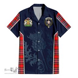 ScotsTee Shop Scottish MacFarlane Modern Clan Scottish Crest and Scottish Thistle Sport Tartan Short Sleeve Shirt