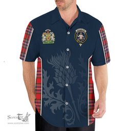 ScotsTee Shop Scottish MacFarlane Modern Clan Scottish Crest and Scottish Thistle Sport Tartan Short Sleeve Shirt