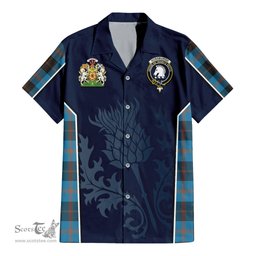 ScotsTee Shop Scottish Horsburgh Clan Scottish Crest and Scottish Thistle Sport Tartan Short Sleeve Shirt
