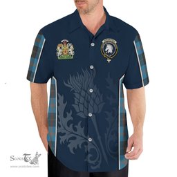 ScotsTee Shop Scottish Horsburgh Clan Scottish Crest and Scottish Thistle Sport Tartan Short Sleeve Shirt