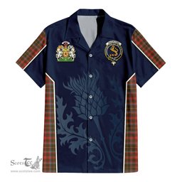 ScotsTee Shop Scottish MacIntosh Hunting Weathered Clan Scottish Crest and Scottish Thistle Sport Tartan Short Sleeve Shirt