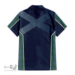 ScotsTee Shop Scottish Irvine of Drum Clan Scottish Crest and Scottish Thistle Sport Tartan Short Sleeve Shirt