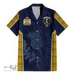 ScotsTee Shop Scottish Houston Clan Scottish Crest and Scottish Thistle Sport Tartan Short Sleeve Shirt