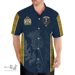 ScotsTee Shop Scottish Houston Clan Scottish Crest and Scottish Thistle Sport Tartan Short Sleeve Shirt