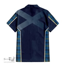 ScotsTee Shop Scottish Laing Clan Scottish Crest and Scottish Thistle Sport Tartan Short Sleeve Shirt
