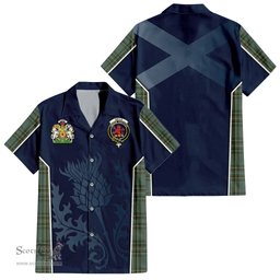 ScotsTee Shop Scottish Kelly Dress Clan Scottish Crest and Scottish Thistle Sport Tartan Short Sleeve Shirt