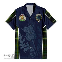 ScotsTee Shop Scottish MacArthur Modern Clan Scottish Crest and Scottish Thistle Sport Tartan Short Sleeve Shirt