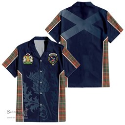 ScotsTee Shop Scottish MacDougall Ancient Clan Scottish Crest and Scottish Thistle Sport Tartan Short Sleeve Shirt