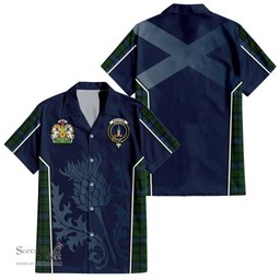 ScotsTee Shop Scottish MacIntyre Clan Scottish Crest and Scottish Thistle Sport Tartan Short Sleeve Shirt