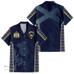 ScotsTee Shop Scottish MacDonald Ancient Clan Scottish Crest and Scottish Thistle Sport Tartan Short Sleeve Shirt